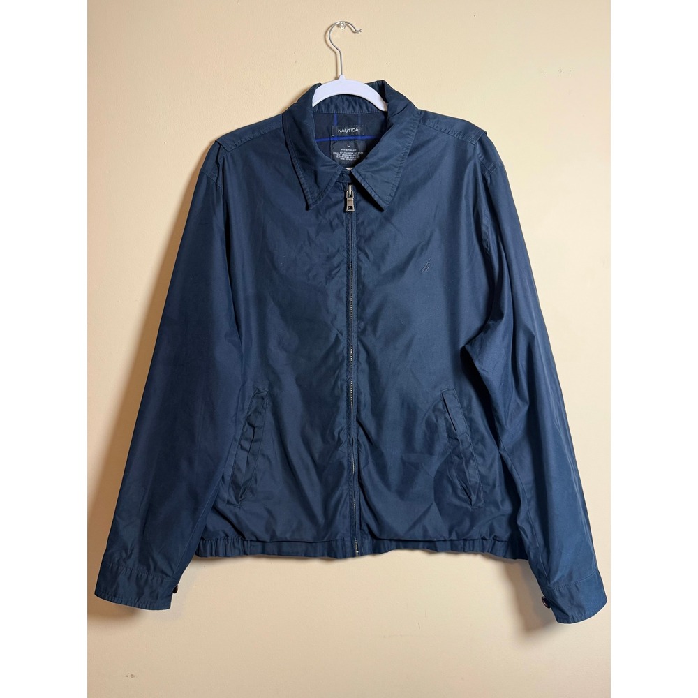 Nautica Mens Vintage Harrington Jacket Navy Blue Full Zip Windbreaker Large